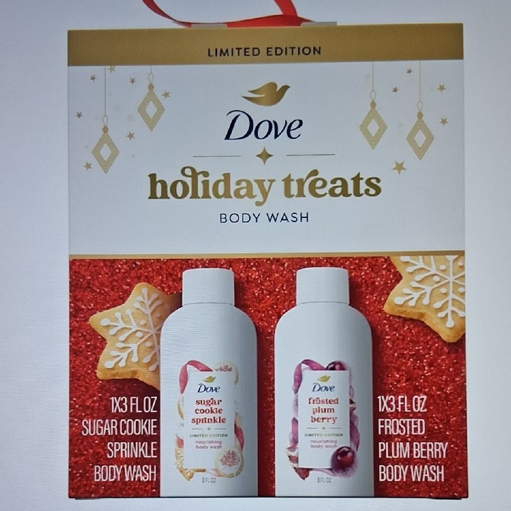 Dove Holiday Treats Body Wash (Sugar Cookie Sprinkle & Frosted Plum Berry) New